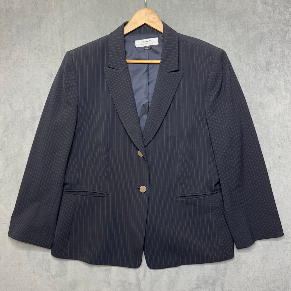 Tahari Arthur S. Levine pinstripe blazer & Sleeveless Sheath Dress Set Size 18